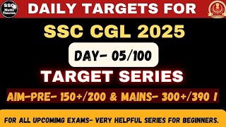 Day 05100🎯  Daily Targets  100 Days Target Series For SSC CGL 2025 [upl. by Htrahddis]