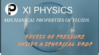 Excess of pressure inside a spherical dropMECHANICAL PROPERTIES OF FLUIDSNCERTB XI Physics [upl. by Keiko231]