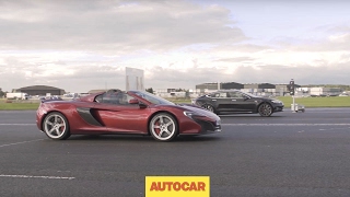 Tesla Model S P85D vs McLaren 650S  Drag Race  Autocar [upl. by Aihsek912]