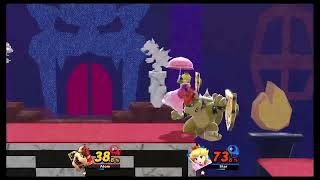 Super Smash Bros Ultimate Captain Bowser destroys Weak Peach Shield Battle Smash Bowsers Castle [upl. by Jarvis364]