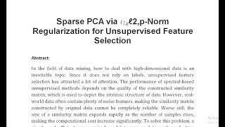 Sparse PCA via ℓ2pℓ2p Norm Regularization for Unsupervised Feature Selection [upl. by Enilorak]