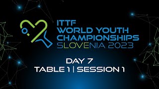 LIVE  T1  Day 7  ITTF World Youth Championships 2023  Session 1 [upl. by Ymmij]