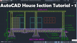 AutoCAD House Section Drawing Tutorial  1 of 3 [upl. by Lhamaj724]