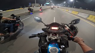 Yahama Fazer VS Yamaha R15 VS Pulsar VS Suzuki Gixxer SF Race 300 Feet Purbachal Expressway At Night [upl. by Asuncion]