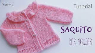 Como tejer un Saquito Jersey Chambrita para bebe a dos agujas Tejido Top Down Parte 2 de 2 [upl. by Rattray981]