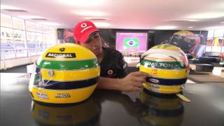 Hamilton explains special Senna tribute helmet BBC F1 2011 Brazilian GP [upl. by Fennelly]