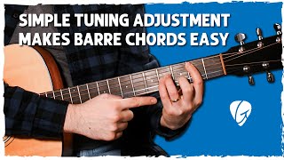 Simple Tuning Trick makes Barre Chords 5x EASIER to play [upl. by Eimmij85]