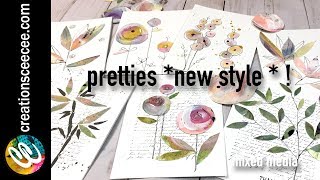 recycling watercolor paintings  more pretties new style [upl. by Elleuqar735]