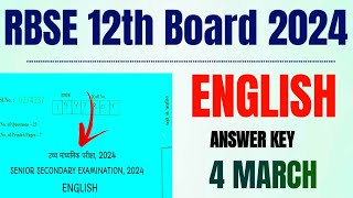 rbse board 12th english paper solution 2024 class 12 rbse board exam 2024 english paper answer key [upl. by Ecraep]