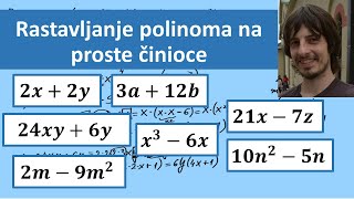 Rastavljanje faktorizacija polinoma na činioce izbacivanjem zajedničkog monoma ispred zagrade [upl. by Nnylrac312]