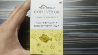 Dr Morepen COD LIVER OIL Review in Hindi  Omega 3 HDL LDL cholesterol level maintain kre [upl. by Elleval]