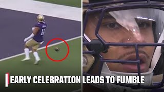 Washington drops ball before crossing the endzone resulting in a fumble 😬  ESPN College Football [upl. by Airdnoed]