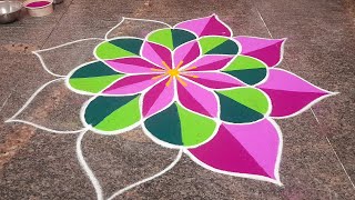 New year special kolam simple rangoli color kolam 3d rangoli p square rangoli [upl. by Chader]