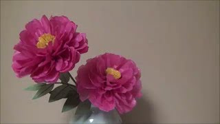 （ペーパーフラワー）牡丹の花の作り方【DIY】Paper flower How to make peony flower [upl. by Saimon]