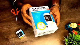 ACCUCHEK Instant with Bluetooth Glucometer White  Unboxing  review  How to Test Sugar [upl. by Ynatsyd]