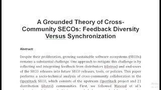 A Grounded Theory of Cross Community SECOs Feedback Diversity Versus Synchronization [upl. by Aokek]