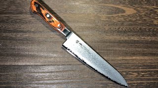 Tamahagane Kyoto 63 LayerDamascus Wood Handle Japanese Chefs Gyuto Knife [upl. by Ham]