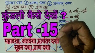 Kundali Kaise Dekhe PART15 महादशा अन्तर्दशा प्रत्यंतर दशा  सूक्ष्म दशा  प्राण दशा [upl. by Ayat]