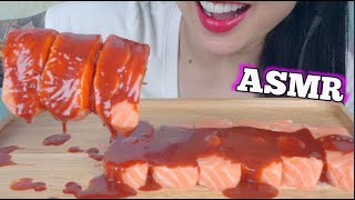 ASMR SALMON SASHIMI WITH FIRE SAUCE NO CRUNCHY EATING SOUNDS NO TALKING  SASASMR [upl. by Mellen]