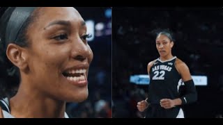 AJa Wilson Was All Smiles After the Las Vegas Aces Win Over the Connecticut Suns [upl. by Barbuto156]