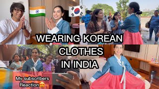 🇰🇷KOREAN HANBOK CHALLENGE IN INDIA🇮🇳 with souravjoshivlogs7028 meeting my subscribers ♥️ [upl. by Mendie]