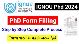 IGNOU PhD Form Filling Process 2024  PhD IGNOU Form Filling December 2023 IGNOU PhD Admission 2024 [upl. by Gerti689]