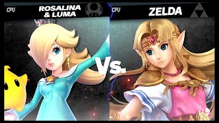 Rosalina amp Luma LV 9 VS Zelda LV 1 CPU Battle Super Smash Bros Ultimate [upl. by Sikras908]