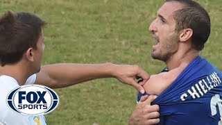 Luis Suarez Bites Italian Player At World Cup  TheBuzzeronFOX [upl. by Rasaec]