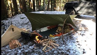 雪のタープ泊なミニマムソロキャンプ Part34 Snow solo camping minimum equipment [upl. by Urian]