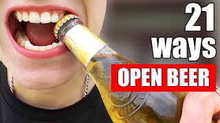 21 Ways How to Open a Beer Bottle without a Bottle Opener [upl. by Hayyifas]