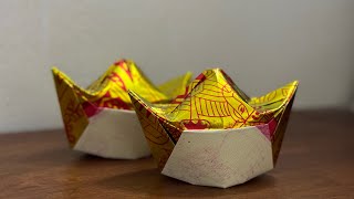 Paper ingot Gold Sycees origami 拜天公金元宝 [upl. by Eidnyl629]