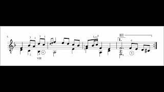 JS Bach  Minuet in D minor BWV Anh 132 with score  Guitar trans Edgar Blanc [upl. by Annodas]