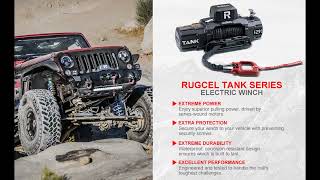 RUGCEL WINCH 12000lb Tank Waterproof Electric Synthetic Rope Winch 12V with Hawse Fairlead [upl. by Ennad922]