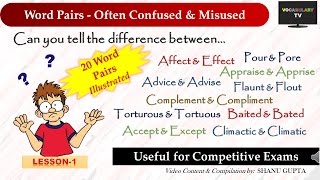 Commonly Misused amp Confused Words Part1  Confusing Words In English [upl. by Nylorac526]