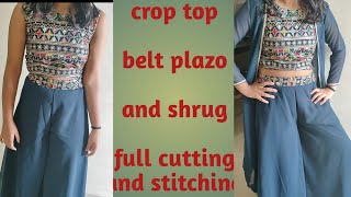 three piece dress plazo crop too with shrug full cutting and stitchingstitching [upl. by Carita682]