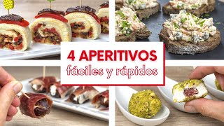 4 APERITIVOS Fáciles y Rápidos para FIESTAS y Reuniones familiares  CANAPÉS para Navidad [upl. by Aymahs392]