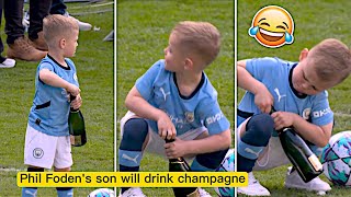 Phil Fodens Son Tries to OPEN a Champagne 😳 [upl. by Gerick384]