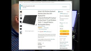 Product Review Arteck 24G Wireless Keyboard Stainless Steel Ultra Slim Keyboard for Computer [upl. by Wampler675]