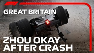 Zhou Okay After Heavy Silverstone Crash  2022 British Grand Prix [upl. by Diannne564]