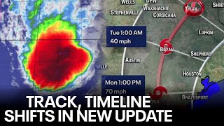 Tropical Storm Beryl Updated track timing for landfall [upl. by Shanie]