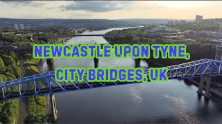 Newcastle City Bridges Newcastle Upon Tyne England Drone footage [upl. by Akemal]