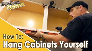 DIY How To Install Cabinets By Yourself  IN 6 MINUTES [upl. by Enuahs]