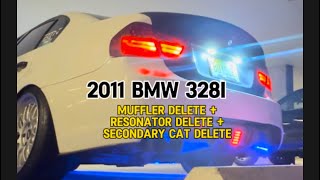 2011 BMW 328i E90 Cold Startw some revs Muffler Delete  Resonator Delete  Secondary Cat Delete [upl. by Yasdnil]