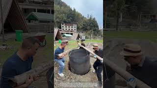 Put A Big Iron Barrel Into The Pit For Roasting Whole Lamb [upl. by Philana978]