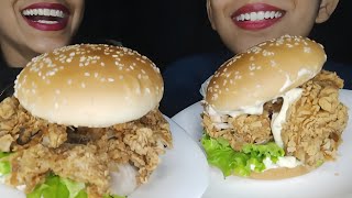 WHO CAN EAT MORE  ZINGER BURGER EATING CHALLENGE  EATING SHOW  MUKBANG COCO foryou [upl. by Ymled747]