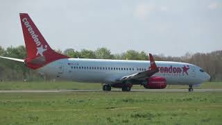 Corendon Airlines B737800 Takeoff Groningen Airport Eelde [upl. by Foulk150]