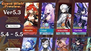 New UpdateALL BANNERS FROM 53 TO 55 Mavuika Arlecchino Furina genshin impact leaks [upl. by Bekah765]