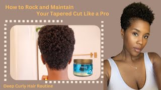 Tapered Cut Maintenance on Natural Hair  Deep Curly Hair Routine [upl. by Laud585]