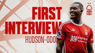 FIRST INTERVIEW  CALLUM HUDSONODOI JOINS NOTTINGHAM FOREST  202324 [upl. by Kemp]