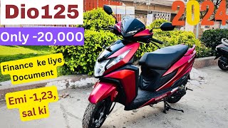 Honda Dio 125 On Road Price20000 Down Payment me Finance ke liye Document and 123 Sal ki Emi [upl. by Alejandrina]